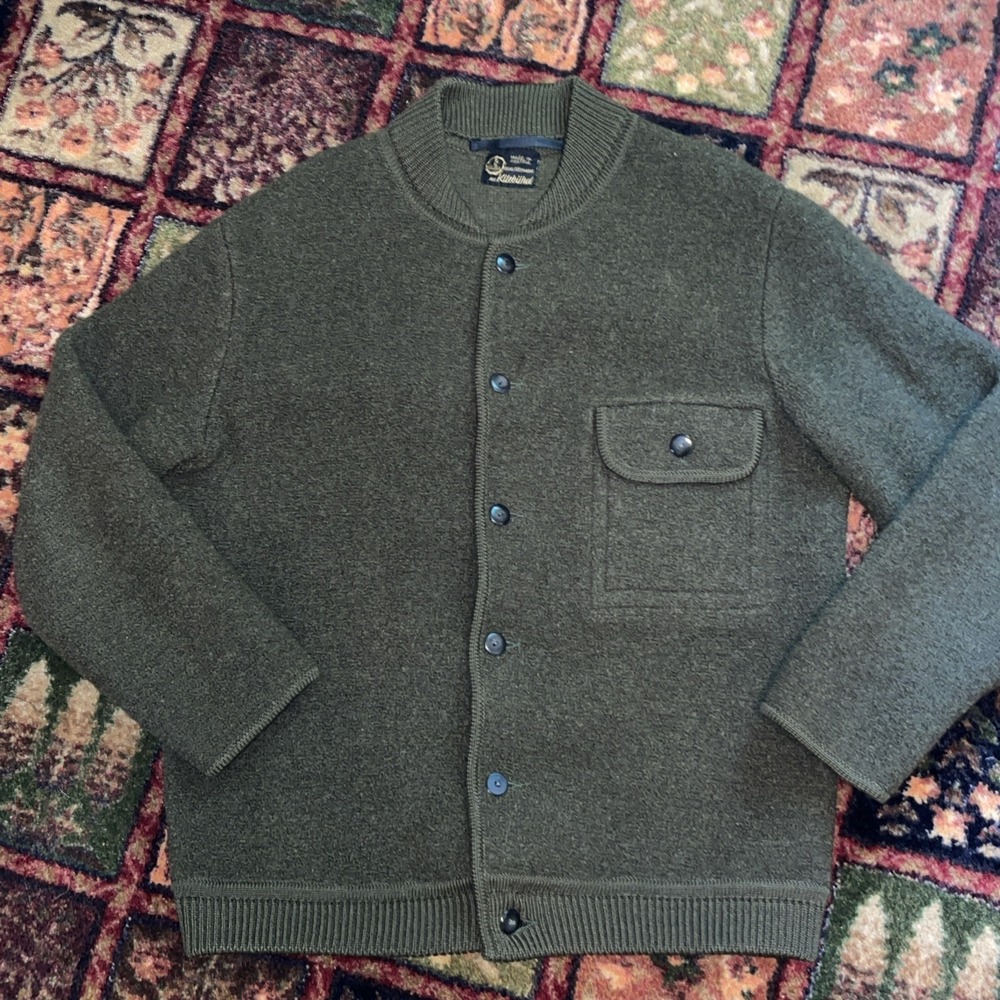 Vintage Austrian Worsted Wool Cardigan Sweater Green Kitzbuhel Medium EUC